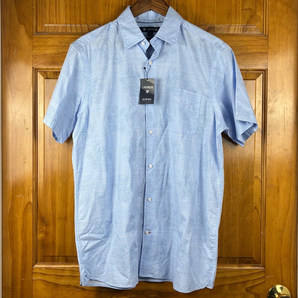 Hart Schaffner Marx Mens M Blueprint Floral Short Sleeve Button Down Shirt New